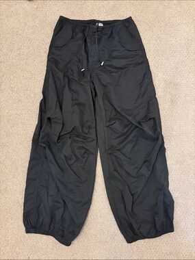H&M Black Cuffed Parachute Pants with Drawstring